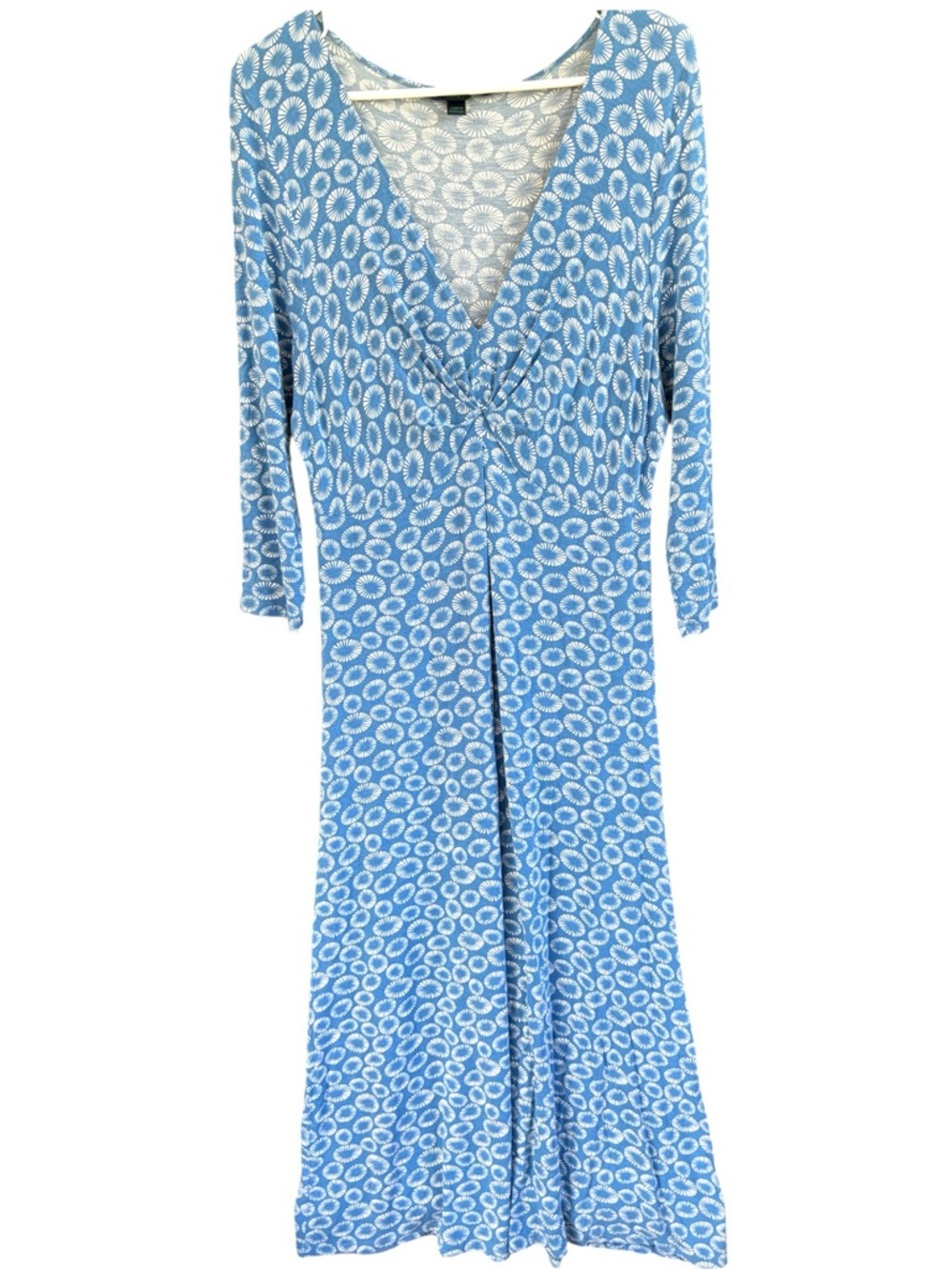 EUC Boden Stretch Jersey Midi Dress Blue White Size 16 Long